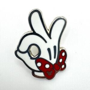 Minnie Mouse Glove Hand "Ok" Sign Hidden Mickey Disney Trading Pin
